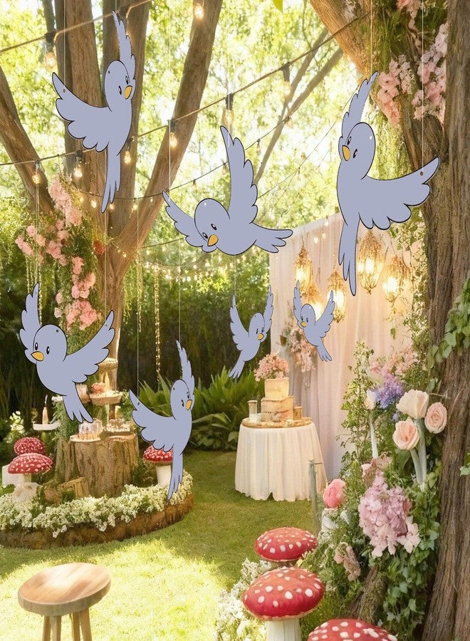 Weekgrat 25 Pcs Princess Gray Party Decor Princess Theme Party Favors Blue Bird Hanging Ornament 11.81 Inch Bluebird Paper Cutouts for Craft Home Birthday Supplies - Image 1